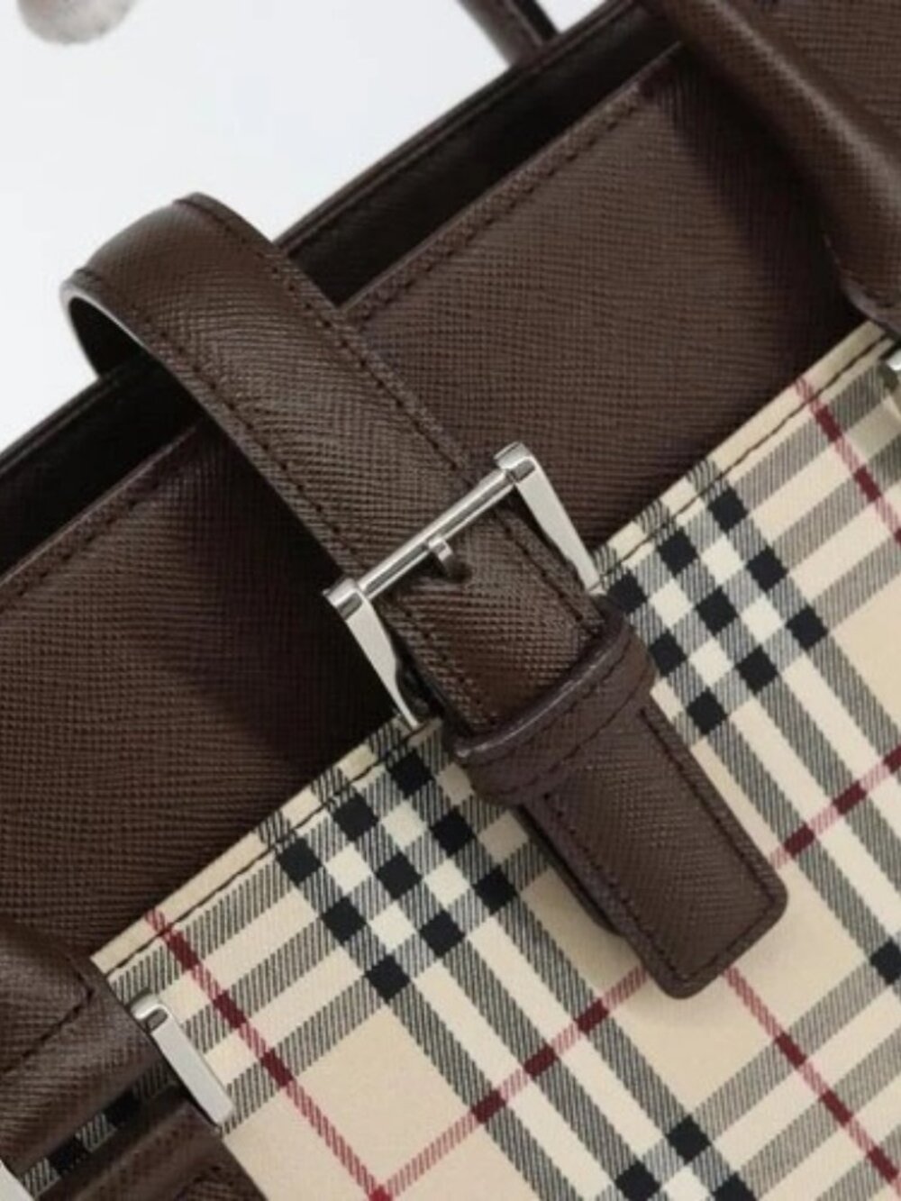 BURBERRY Nova Check Hand Bag Canvas Beige Silver Auth 158957A - Picture 8 of 16